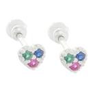 Kit 2x Piercings Tragus Reto Coração Cravejado Prata 925 8mm
