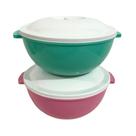 Kit 2x Saladeira Verde e Rosa 3L - Pote com Tampa Plástico FREE BPA - Qualidade e Resistente