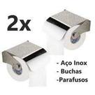 Kit 2x Suporte Papeleira Porta Rolo de Papel Higiênico Aço Inox - BR