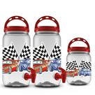 Kit 2x suqueira carros 2700ml tampa de rosca + 1 pote carros 1700ml