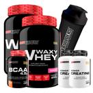 Kit 2x Waxy Whey Protein 900g + 2x Power Creatina 100g + BCAA 4,5 100g + Coqueteleira - Bodybuilders