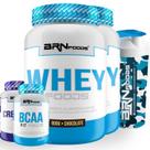 Kit 2x Whey Foods 900g + BCAA 100g + Creatine Foods 100g + Coqueteleira 600ml BRNFOODS