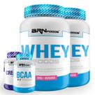 Kit 2x Whey Foods 900g + BCAA 100g Tangerina + Creatine Foods 100g BRNFOODS