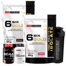 KIT 2x Whey Isolado Six Gold 2kg + POWER Creatina 100g + BCAA 100g + Coqueteleira - Bodybuilders