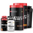KIT 2x Whey Protein Waxy Whey 900g + BCAA 4,5 100g + POWER Creatina 100g + Waxy Maize 800g + Coqueteleira