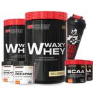 Kit 2x Whey Protein Waxy Whey Pote 900g 2x BCAA 100g Tangerina 2x Power Creatina 100g Coqueteleira 600ml Bodybuilders