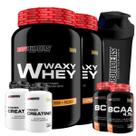 Kit 2x Whey Protein Waxy Whey Pote 900g + 2x BCAA 100g Tangerina + 2x Power Creatina 100g + Coqueteleira 600ml- Bodybuilders