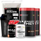 Kit 2x Whey Protein Waxy Whey Pote 900g BCAA 100g Power Creatina 100g Waxy Maize 800g Coqueteleira 600 ml Bodybuilders