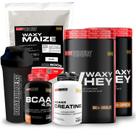 Kit 2x Whey Protein Waxy Whey Pote 900g BCAA 100g Power Creatina 100g Waxy Maize 800g Coqueteleira 600 ml Bodybuilders