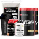Kit 2x Whey Protein Waxy Whey Pote 900g BCAA 100g Power Creatina 100g Waxy Maize 800g Coqueteleira 600 ml Bodybuilders