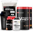 Kit 2x Whey Protein Waxy Whey Pote 900g BCAA 100g Power Creatina 100g Waxy Maize 800g Coqueteleira 600 ml Bodybuilders