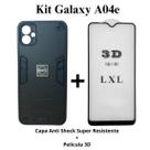 Kit 2x1 Capa Armadura Resistente Anti Shock Preto + Película de vidro 3D para Samsung Galaxy A04E