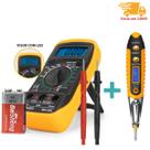 Kit 2x1 Multímetro Profissional digital com 3 ½ dígitos painel Iluminado + Chave de Teste Digital de Corrente Voltagem