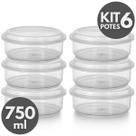 Kit 3 a 12 Potes Plásticos Redondos 750ml com Tampa Organizador de Alimentos, Marmita Fitness, Freezer e Microondas BPA Free Linha Gold