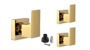 Kit 3 Acabamento Para Chuveiro Quadrado Alavanca Dourado Brilhante Registro Padrão Docol