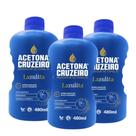 KIT 3 Acetona Removedor de Esmalte Cruzeiro ORIGINAL 480ml