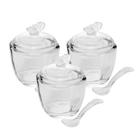 Kit 3 Açucareiro de Vidro com Colher Butterfly Borboleta 180ml Wolff