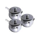 Kit 3 Açucareiros Inox Luxo de Mesa Com Colher e Tampa Para Sua Cozinha Cantinho do Café 217g Kehome