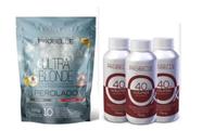 Kit 3 águas oxigena 40v 75ml+pó descolorante perolado stand pouch 300g probelle