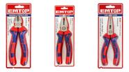 Kit 3 Alicates Emtop Universal, Corte e Bico Profissional
