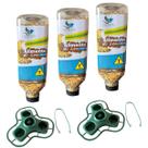 Kit 3 Alimentadores Livre Birds + 2 Comedouro Pássaros
