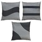 Kit 3 Almofada Cheia Linho Bouclé Renda Terra Verde Cru 45x45
