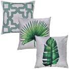 Kit 3 Almofada Linho Bananeira Livistona Treliça Verde 43x43