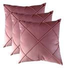 Kit 3 Almofada Suede Drapeada Macia Decorativa- 45x45