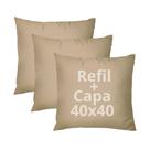 Kit 3 Almofadas Bege 40x40 com Refil + Capa Conforto e Estilo para Sua Decoração Kit 3 Almofadas Bege 40x40 com Refil + Capa Conforto e Estilo para Sua Decoração