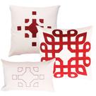 Kit 3 Almofadas Bordadas em Linho - Morganite Vermelho Kit 3 Almofadas Bordadas em Linho - Morganite Vermelho