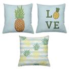 Kit 3 Almofadas Cheias Decorativas 40 x 40 Abacaxi Love Kit 3 Almofadas Cheias Decorativas 40 x 40 Abacaxi Love