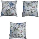 Kit 3 Almofadas Cheias Waterhavana Impermeável Área Externa Flor Azul Borboleta 43cmx43cm