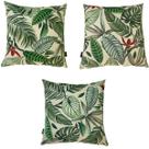 Kit 3 Almofadas Cheias Waterhavana Impermeável Área Externa Folhas Verdes 43cmx43cm