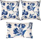 Kit 3 Almofadas Composê Floral Azul Sued Premium Kit 3 Almofadas Composê Floral Azul Sued Premium