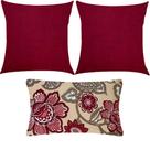 Kit 3 Almofadas Composê Liso e Maxi Floral Marsala Impermeável