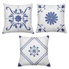 Kit 3 Almofadas Decorativas Cheias 40 x 40 Azuleijos Blue Kit 3 Almofadas Decorativas Cheias 40 x 40 Azuleijos Blue