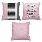 Kit 3 Almofadas Decorativas Cheias 40 x 40 Felicidade