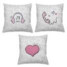 Kit 3 Almofadas Decorativas Cheias 40 x 40 Fone Rosa Kit 3 Almofadas Decorativas Cheias 40 x 40 Fone Rosa