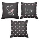 Kit 3 Almofadas Decorativas Cheias 40x40cm Love Black Kit 3 Almofadas Decorativas Cheias 40x40cm Love Black