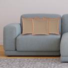 Kit 3 Almofadas Decorativas Quadrada Bege Suede com Borda Terracota