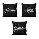 Kit 3 Almofadas Família, Amor e Gratidão Para Sala Decoração Sala de Estar 40x40 Novadecora Kit 3 Almofadas Família, Amor e Gratidão Para Sala Decoração Sala de Estar 40x40 Novadecora
