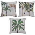 Kit 3 Almofadas Linho Estampadas Animais Planta Folha 43x43