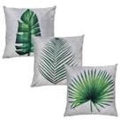 Kit 3 Almofadas Linho Folhas Bananeira Livistona Palma 43x43
