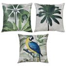 Kit 3 Almofadas Linho Luxo Tropical Tucano Araras Aves 45x45