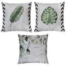 Kit 3 Almofadas Linho Tropical Folhas Natureza Verde 45x45