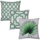 Kit 3 Almofadas Livistona Geometria Frame Verde 45x45 Linho Cheias