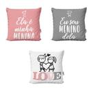 Kit 3 Almofadas Personalizada Ela é Minha Menina Love Sala de Estar Decoração 40x40 Novadecora