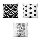 Kit 3 Almofadas Preto e Branco É Preciso Amor Para Sofá Decoração Sala de Estar 40x40 Novadecora