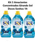Kit 3 Amaciantes Concentrado Girando Sol 1l Fragrancia:Doces Sonhos