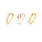 Kit 3 Anéis Conjunto Anel Coração Com Aparador Ouro 10k
